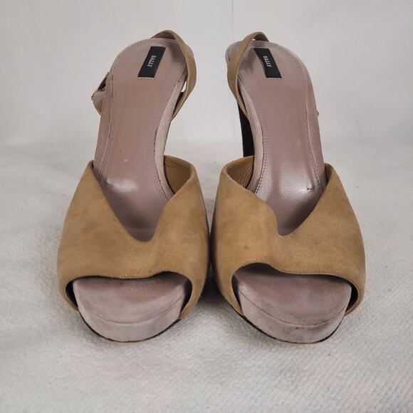 Bally Tan Suede Open Toe High Heeled Sandals Size 8 - Picture 2 of 7